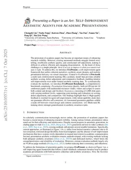 Presenting a Paper is an Art: Self-Improvement Aesthetic Agents for Academic Presentations