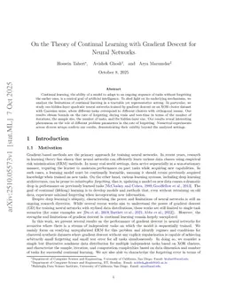 On the Theory of Continual Learning with Gradient Descent for Neural Networks