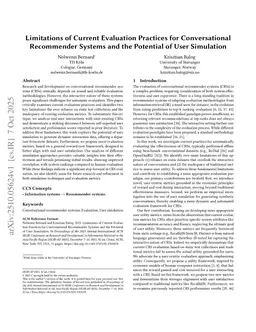 Limitations of Current Evaluation Practices for Conversational Recommender Systems and the Potential of User Simulation