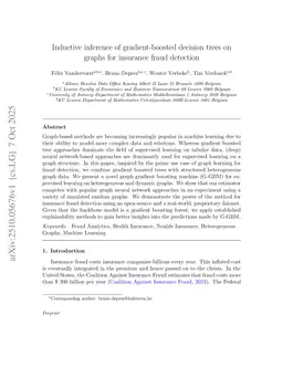 Inductive inference of gradient-boosted decision trees on graphs for insurance fraud detection