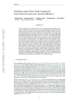Verifier-free Test-Time Sampling for Vision Language Action Models
