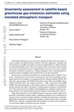 Uncertainty assessment in satellite-based greenhouse gas emissions estimates using emulated atmospheric transport