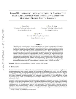 InforME: Improving Informativeness of Abstractive Text Summarization With Informative Attention Guided by Named Entity Salience