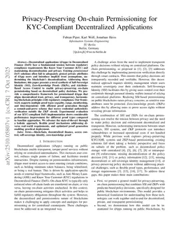 Privacy-Preserving On-chain Permissioning for KYC-Compliant Decentralized Applications