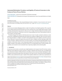 Automated Boilerplate: Prevalence and Quality of Contract Generators in the Context of Swiss Privacy Policies