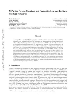 N-Parties Private Structure and Parameter Learning for Sum-Product Networks