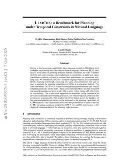 LexiCon: a Benchmark for Planning under Temporal Constraints in Natural Language