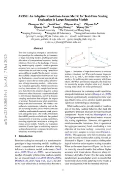 ARISE: An Adaptive Resolution-Aware Metric for Test-Time Scaling Evaluation in Large Reasoning Models
