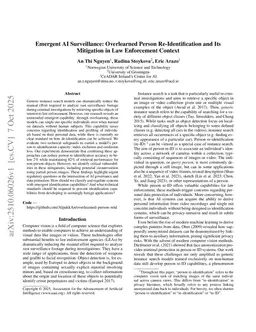 Emergent AI Surveillance: Overlearned Person Re-Identification and Its Mitigation in Law Enforcement Context