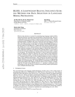 BLISS: A Lightweight Bilevel Influence Scoring Method for Data Selection in Language Model Pretraining