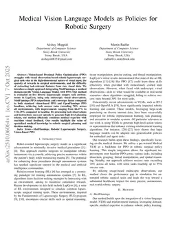 Medical Vision Language Models as Policies for Robotic Surgery
