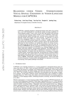 Reasoning under Vision: Understanding Visual-Spatial Cognition in Vision-Language Models for CAPTCHA