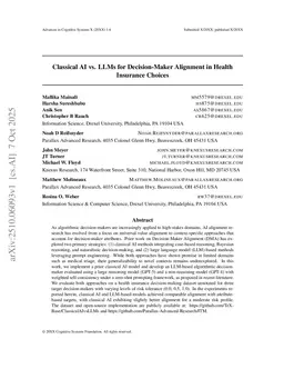 Classical AI vs. LLMs for Decision-Maker Alignment in Health Insurance Choices