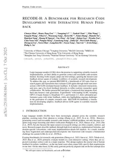 RECODE-H: A Benchmark for Research Code Development with Interactive Human Feedback