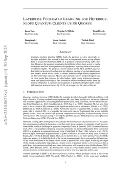 Layerwise Federated Learning for Heterogeneous Quantum Clients using Quorus