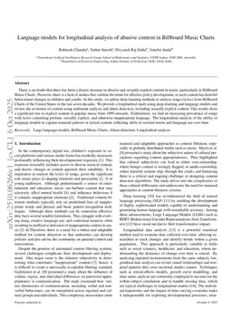 Language models for longitudinal analysis of abusive content in Billboard Music Charts