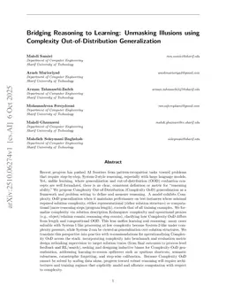 Bridging Reasoning to Learning: Unmasking Illusions using Complexity Out of Distribution Generalization