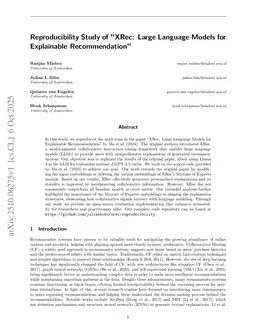 Reproducibility Study of "XRec: Large Language Models for Explainable Recommendation"