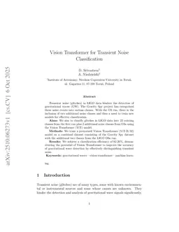 Vision Transformer for Transient Noise Classification