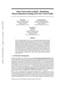 Mass Conservation on Rails - Rethinking Physics-Informed Learning of Ice Flow Vector Fields