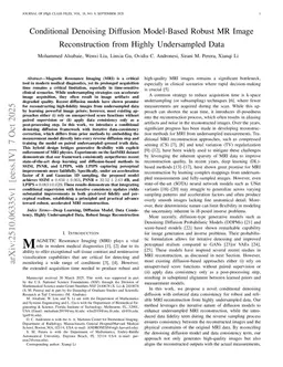 Conditional Denoising Diffusion Model-Based Robust MR Image Reconstruction from Highly Undersampled Data