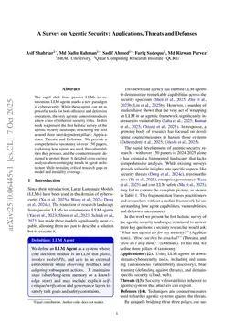 A Survey on Agentic Security: Applications, Threats and Defenses