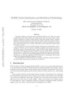 GUIDE: Guided Initialization and Distillation of Embeddings