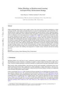 Online Matching via Reinforcement Learning: An Expert Policy Orchestration Strategy