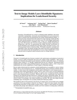Text-to-Image Models Leave Identifiable Signatures: Implications for Leaderboard Security
