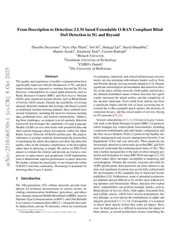 From Description to Detection: LLM based Extendable O-RAN Compliant Blind DoS Detection in 5G and Beyond