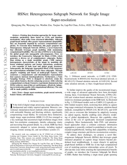 HSNet: Heterogeneous Subgraph Network for Single Image Super-resolution