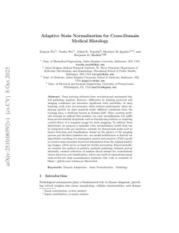 Adaptive Stain Normalization for Cross-Domain Medical Histology