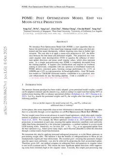POME: Post Optimization Model Edit via Muon-style Projection