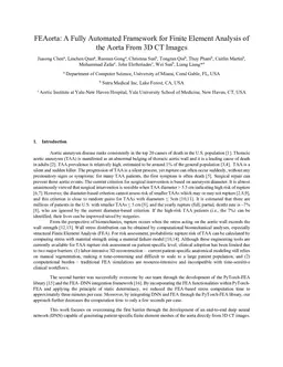 FEAorta: A Fully Automated Framework for Finite Element Analysis of the Aorta From 3D CT Images
