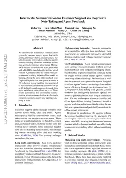 Incremental Summarization for Customer Support via Progressive Note-Taking and Agent Feedback