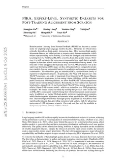 PIKA: Expert-Level Synthetic Datasets for Post-Training Alignment from Scratch