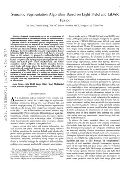 Semantic Segmentation Algorithm Based on Light Field and LiDAR Fusion
