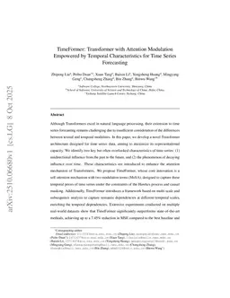 TimeFormer: Transformer with Attention Modulation Empowered by Temporal Characteristics for Time Series Forecasting