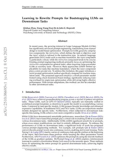 Learning to Rewrite Prompts for Bootstrapping LLMs on Downstream Tasks