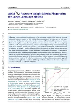 AWM: Accurate Weight-Matrix Fingerprint for Large Language Models