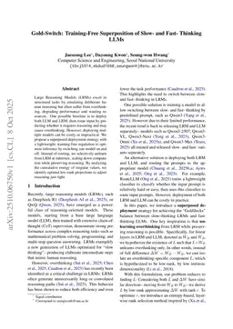 Gold-Switch: Training-Free Superposition of Slow- and Fast- Thinking LLMs