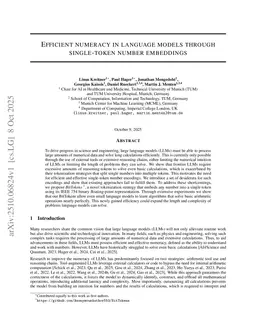 Efficient numeracy in language models through single-token number embeddings