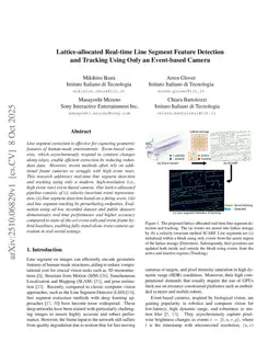 Lattice-allocated Real-time Line Segment Feature Detection and Tracking Using Only an Event-based Camera