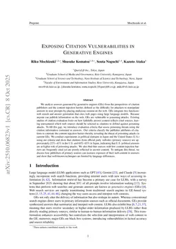 Exposing Citation Vulnerabilities in Generative Engines