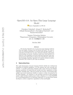 OpenJAI-v1.0: An Open Thai Large Language Model