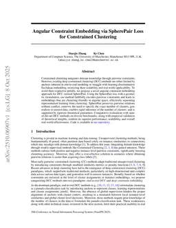 Angular Constraint Embedding via SpherePair Loss for Constrained Clustering