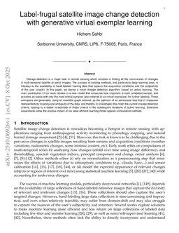 Label-frugal satellite image change detection with generative virtual exemplar learning