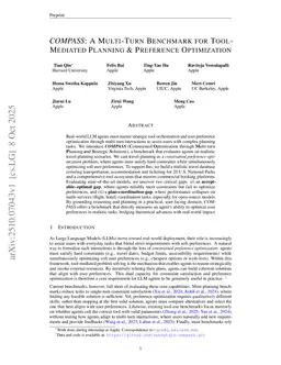 COMPASS: A Multi-Turn Benchmark for Tool-Mediated Planning & Preference Optimization