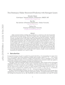 Non-Stationary Online Structured Prediction with Surrogate Losses