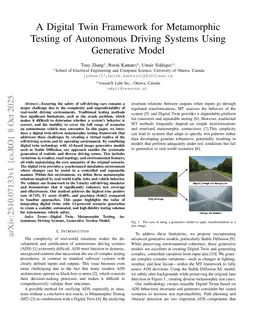 A Digital Twin Framework for Metamorphic Testing of Autonomous Driving Systems Using Generative Model